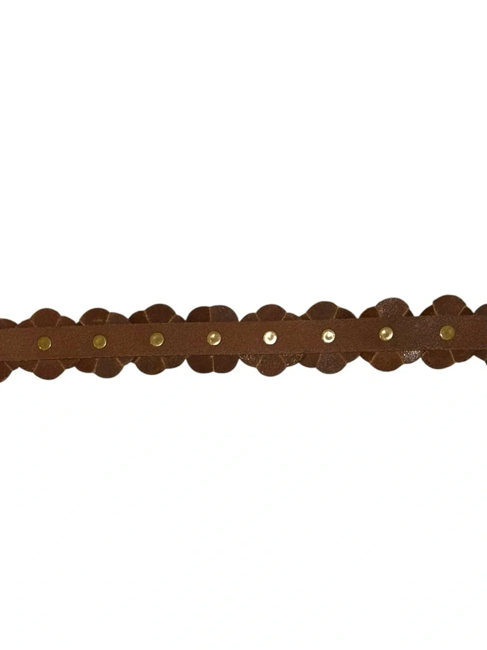 LN Lucky Brand Flower Festival Brown Leather Brass Adjustable Belt - S